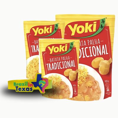 Batata Palha Brasileira Tradicional Yoki 105g Pack of 3x105g Brazilian Shoestring Potatoes Silicone Bracelet Souvenir Brazil in Texas Bundle