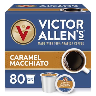 Victor Allen&#39;s Coffee Caramel Macchiato Flavored, 80 Count, Medium Roast, Single Serve Coffee Pods for Keurig K-Cup Brewers