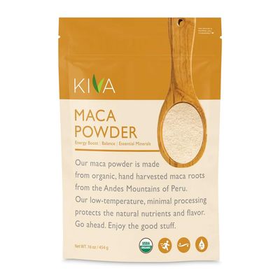 Kiva Organic Maca Powder, Pure Authentic Peruvian Maca Root Powder to Supercharge Your Health, Support for Energy, Superfood, 16 oz