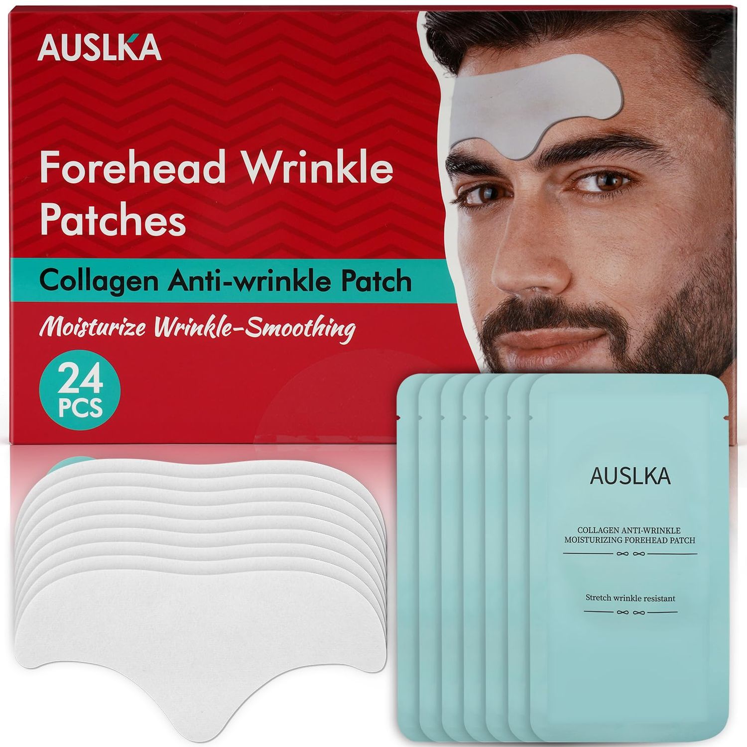 AUSLKA Men&#39;s Forehead Wrinkle Patches 24PCS,Anti-Wrinkle Facial Treatment,Smooth Fine Lines Wrinkles