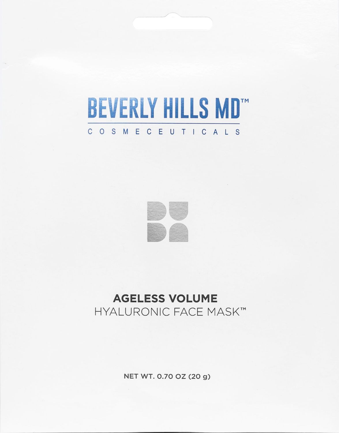 Beverly Hills MD Ageless Volume Hyaluronic Face Mask- Reduce Appearance of Wrinkles, Anti Aging Formula for Plump, Moisturized Skin- 8 Pack- Hydrating Firming Gentle Sheet Mask