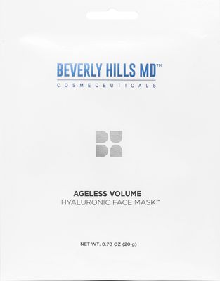 Beverly Hills MD Ageless Volume Hyaluronic Face Mask- Reduce Appearance of Wrinkles, Anti Aging Formula for Plump, Moisturized Skin- 8 Pack- Hydrating Firming Gentle Sheet Mask
