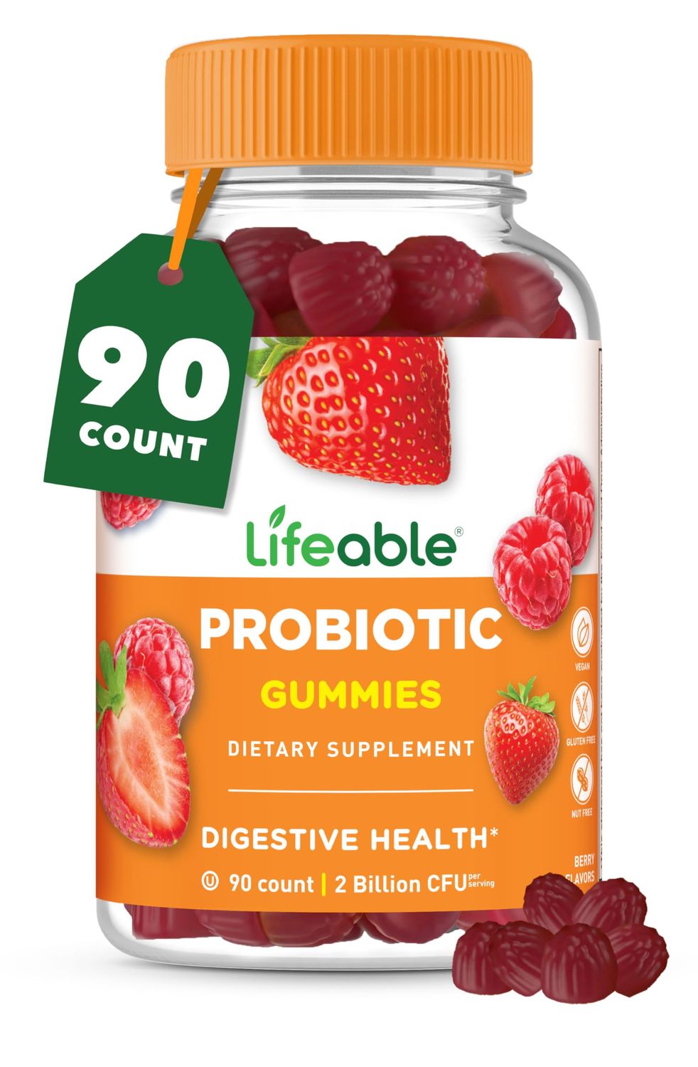 Lifeable Probiotics Gummies 2 Billion CFU Great Tasting Probiotic Gummies for Women Probiotic Gummy for Gut Health and Immune Support Probiotics for Women and Men 90 Gummies