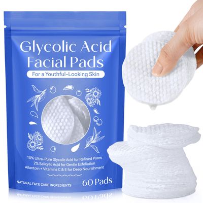 Exfoliating Face Pads for Women Cleansing - Glycolic Acid Pads Resurfacing - Glycolic Acid Peel Pa ds - Facial Radiance Pa ds with 10 Gly colic Ac id 2 Salicylic Ac id
