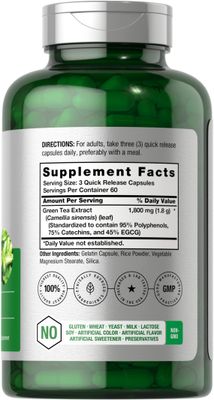 Horb ach EGCG Green Tea Extract Pills 180 Capsules Max Potency Non-GMO Gluten Free Supplement