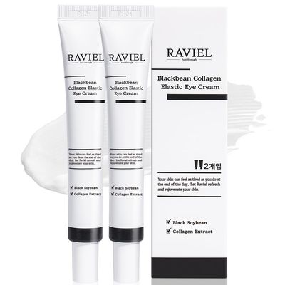 RAVIEL Black Bean Collagen Elastic Eye Cream Set Brightening Anti-Wrinkle Smooth Fast Absorbing, KFDA-Certified Highly Rated in Korea (0.67 fl oz, Pack of 2)