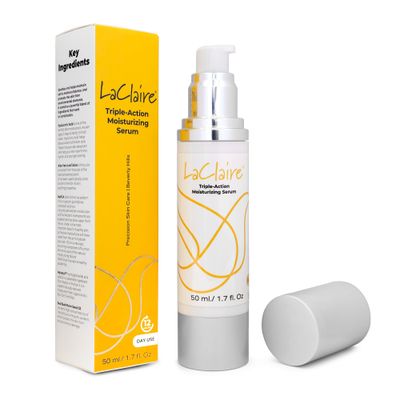 LaClaire Triple-Action Daily Moisturizing Serum - Hydrates, Soothes Protects with 70 Organic Ingredients Anti-Aging, Paraben-Free, Hyaluronic Acid, Chamomile, Green Tea, Shea Butter - 50ml