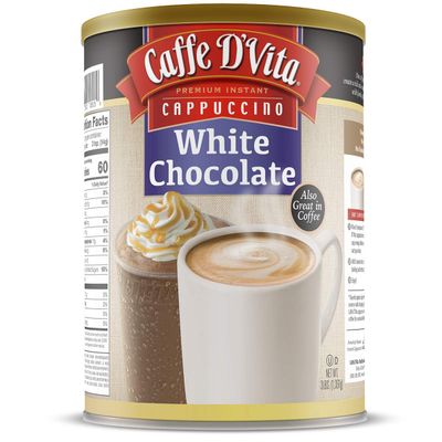 Caffe D&#39;Vita White Chocolate Cappuccino Mix - White Chocolate Powder, Gluten Free, No Cholesterol, No Hydrogenated Oils, No Trans Fat, 99 Caffeine Free, Instant Cappuccino Mix - 3 Lb Can