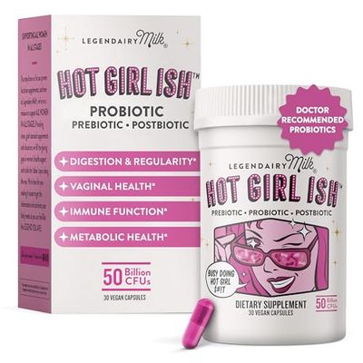 Legendairy Milk Hot Girl Ish - Daily Probiotics for Women with 50 Billion CFU - Women&#39;s Probiotic Supplement with 20 Probiotic Strains, Prebiotics Postbiotic for Digestive, Gut Immune Health