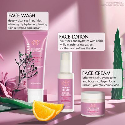 Valentines Day Gifts for Woman Skin Care Set Travel Size, Daily Routine with Hydrate Protect SkinCare 7-Pieces Travel Kit for WomenCleanser, Cream, Serum, Eye Cream, Lotion, Lip Mask, Jelly Patches