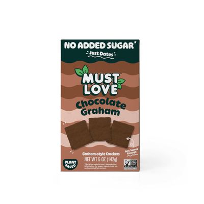 Must Love Chocolate Graham - 2 Pack - No Added Sugar, Sweetened with Dates - Great for Pie Crust, Mini S&#39;mores - Simple Ingredients, Vegan, Plant-Based - Healthy Snacking for Whole Family, 5 Oz each
