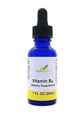 Herb-Science Liquid Vitamin B6 Drops - Pyridoxine Extract Dietary Supplement to Support Brain Function, Immunity, Nervous System, Heart Health, Metabolism - 500 DV, 36 Servings per Bottle - 1 fl. oz.