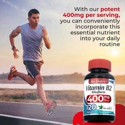 FITO MEDIC'S Lab Vitamin b2 120 Capsules 400 mg riboflavin 400mg b2 Vitamin 400mg b2 riboflavin Ultra high Absorption.