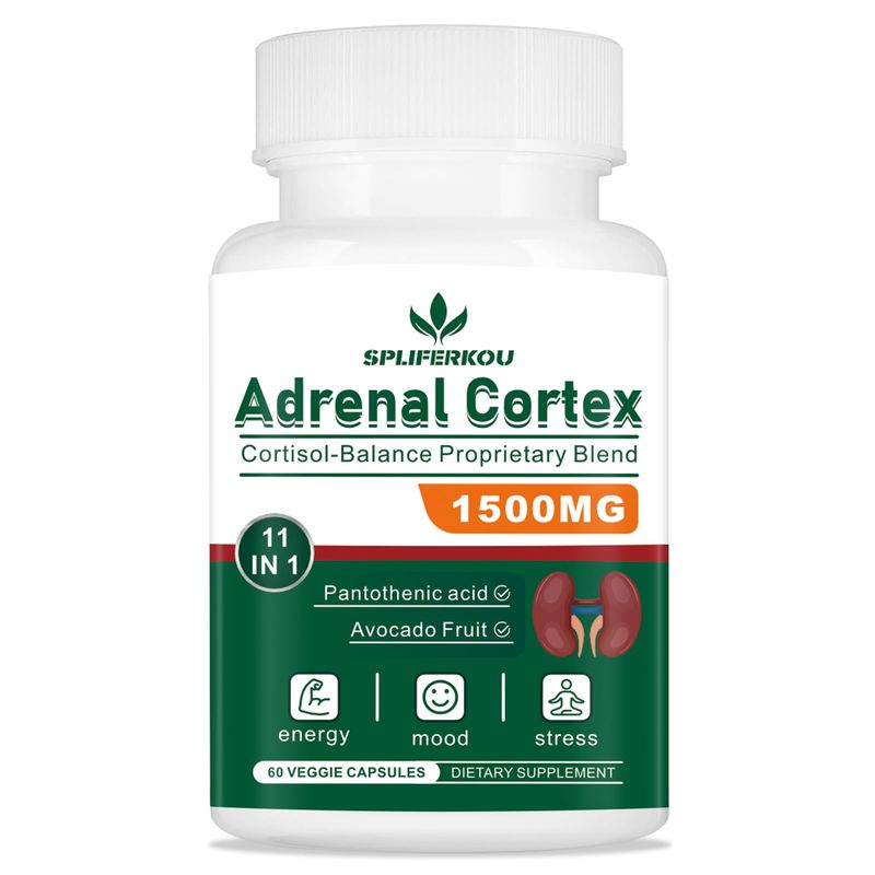Spliferkou 11-in-1 Adrenal Support Supplement, Cortisol Supplement with Pantothenic Acid and Ashwagandha - Supports Healthy Adrenal Function, Energy and Relaxation- 60 Capsules