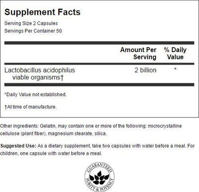 Swanson Lactobacillus Acidophilus 2 Billion Cfu 100 Capsules
