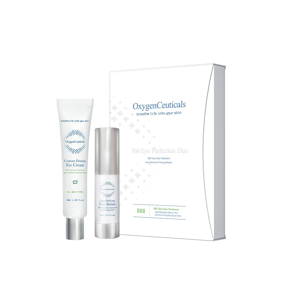 OxygenCeuticals 360 Eye Perfection Duo - Advanced Anti-Aging Eye Treatment Set, Visibly Reduce Under-Eye Bags, Puffiness, Wrinkles, Dark Circles, Fine Lines Crow&#39;s Feet, for Women Men