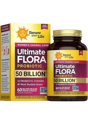 Renew Your Life Ultimate Flora Probiotics for Women&#39;s Vaginal Care 50 Billion CFU Delayed Release Vegan Capsules Vaginal Digestive Health Immune Health Dairy Free 60 Count