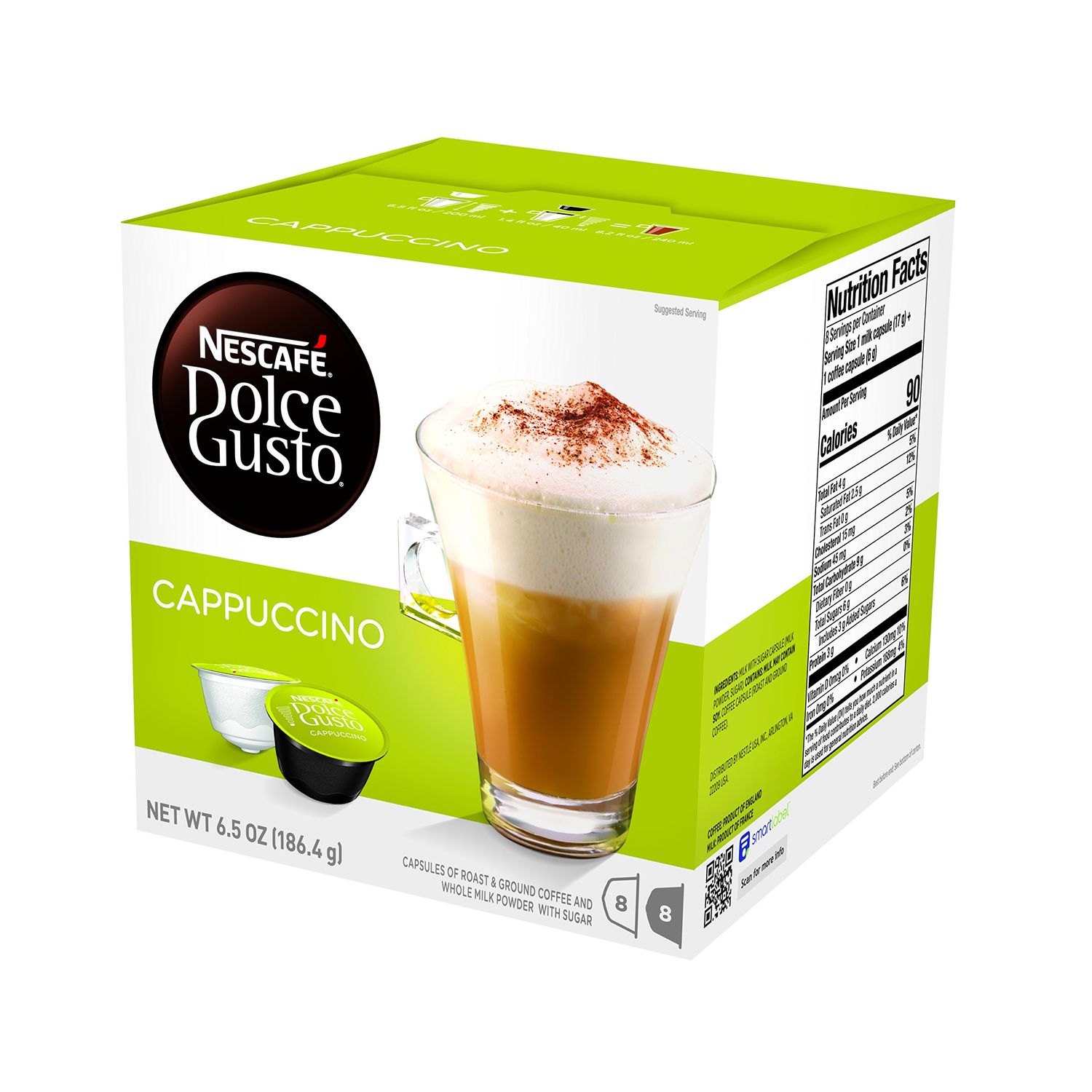 Dolce Gusto Nescafe Coffee Pods, Cappuccino, 16 capsules (Pack of 3)