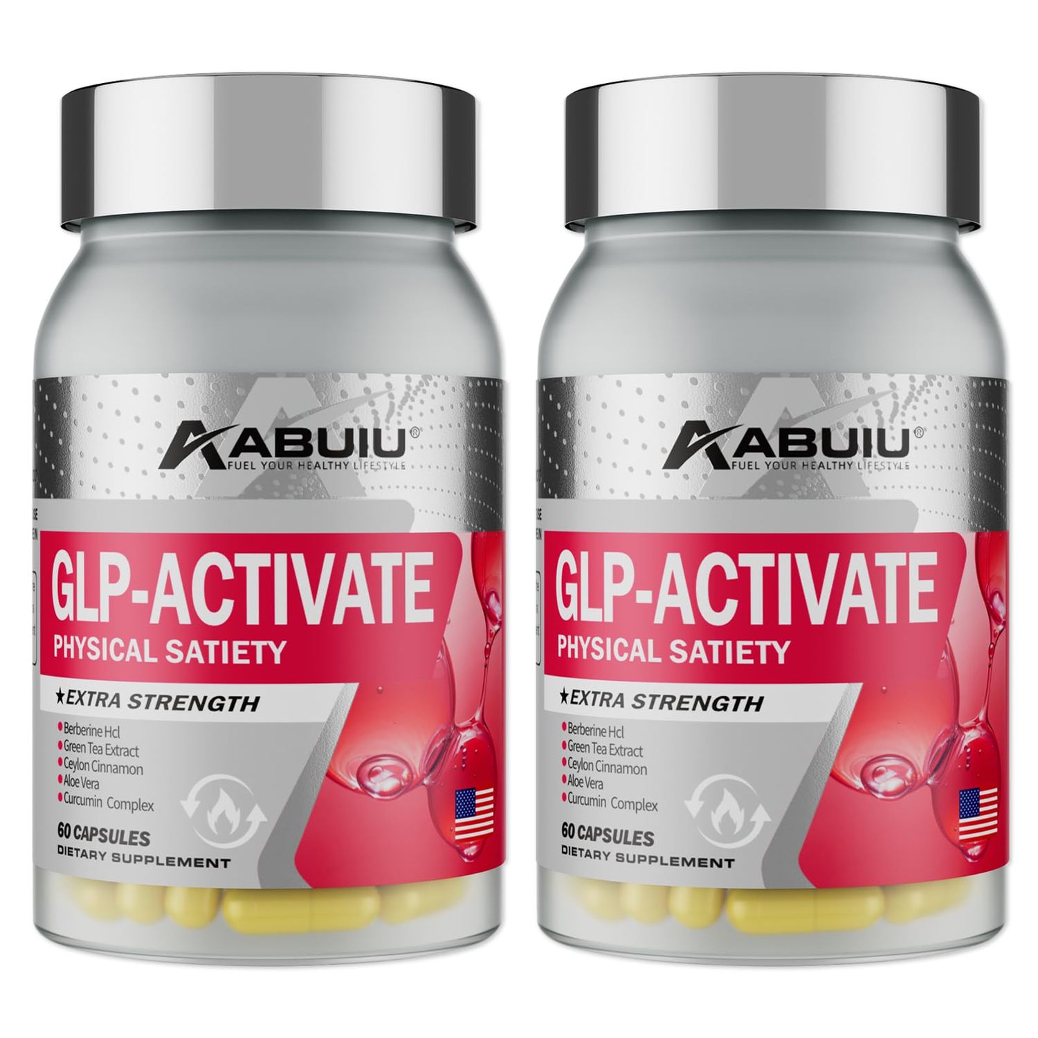 GLP-1 Supplement Support GLP Activate Weight Management Appetite Control, Natural Metabolism Boost Gut Health Support, with Berberine HCI, Third-Party Tested, USA-Made, 120 Capsules 2 Packs