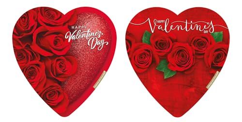 Valentine&#39;s Day Heart Boxes with Chocolates - Pack of 2 Hearts - Smiling Sweets - Delicious Treats for the Whole Family - Perfect for Giving that Special Someone