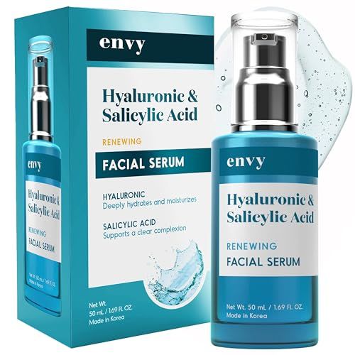 Envy Hyaluronic Acid Serum for Face - Pore Cleansing, Skin Tightening Hydrating - Dermatologist Tested, Anti-Aging Facial Serum for All Skin Types - Cruelty-Free Korean Skin Care - 1.69 Fl. Oz