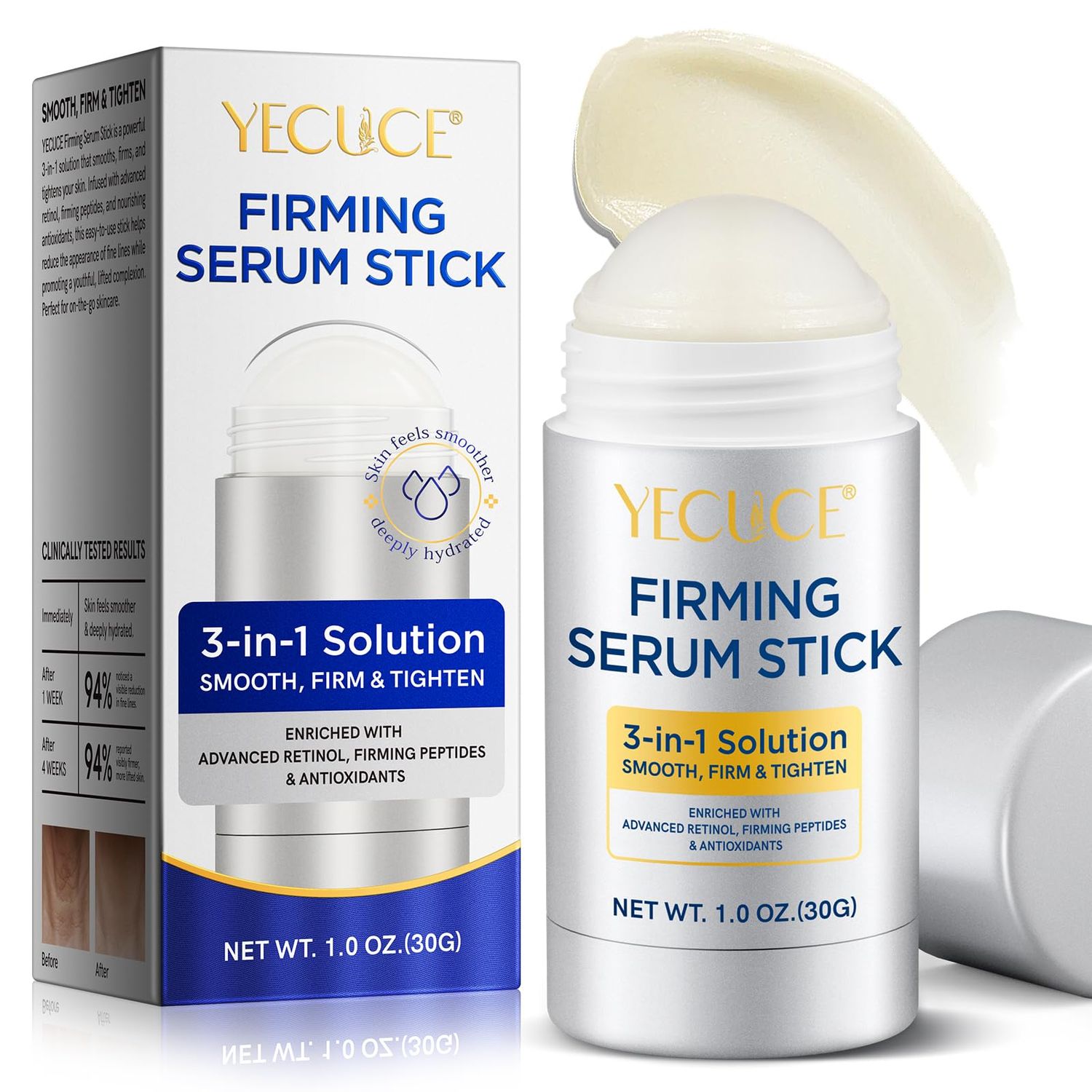 Firming Serum Stick, Retinol Face Stick Enriched With Advanced Retinol, Firming Peptides Antioxodants, Anti Aging Repair Cream for Face, Reduce Fine Lines, Nourishes Skin