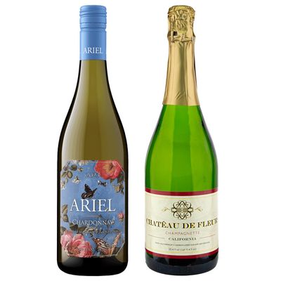 Non Alcoholic Wine 2 Pack Ariel Chardonnay and Chateau de Fleur Champagne Business Holiday Gift Ideas
