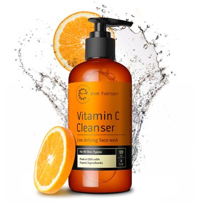 Vitamin C Cleanser Face Wash Anti Aging Facial Cleanser for Fine Lines, Age Spots, Dark Circles Cruelty Free Skin Care Cleansing Gel with Aloe Vera, Vitamin E (4 oz)