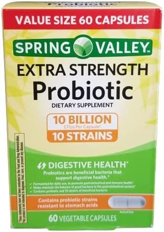 60 Spring Valley Extra Strength Probiotic Capsules 10 Billion CFU 10 Strains &#39;24