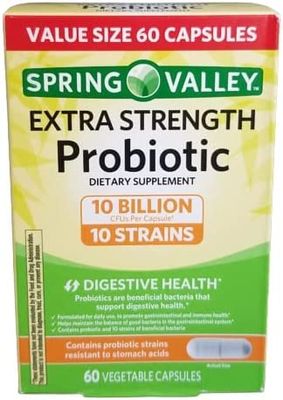 60 Spring Valley Extra Strength Probiotic Capsules 10 Billion CFU 10 Strains &#39;24