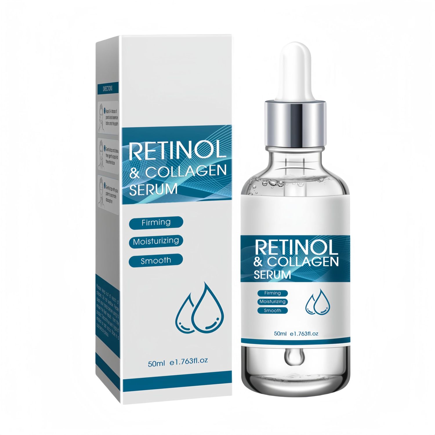 Retinol Serum for Face with Hyaluronic Acid Collagen, Anti-Aging Face Serum for Women Men Reduces Wrinkles, Skin Smoothing, Pore Tightener Hydration 1.7 Fl Oz Retinol Collagen Serums (1PCS)
