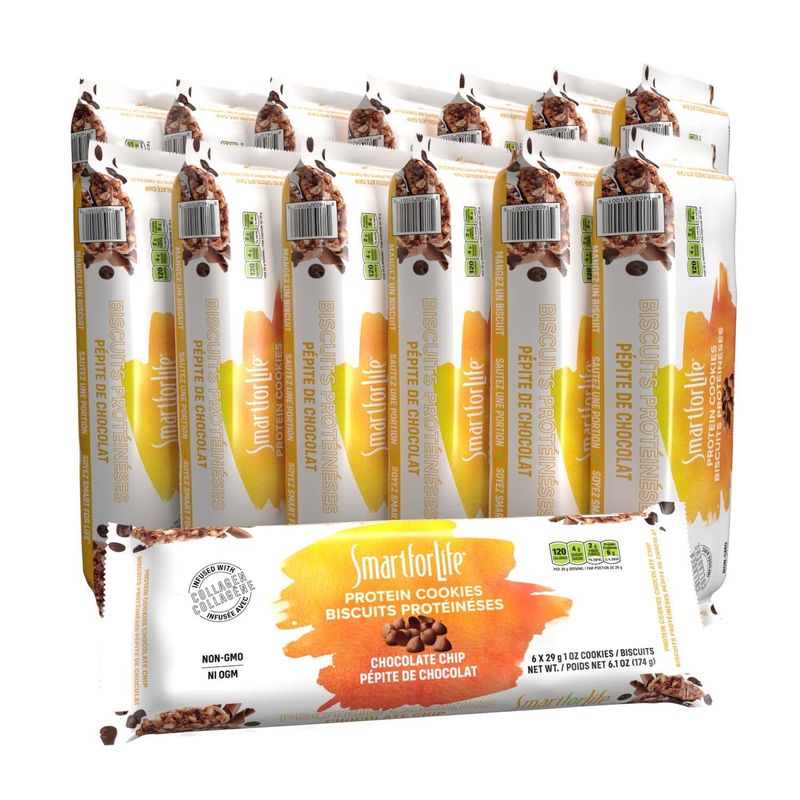 Smart for Life High Protein Cookie Diet - Chocolate Chip 2 Weeks Total Supply - Low Carb Cookies Meal Replacement - High Fiber Cookies - On-the-Go Snack