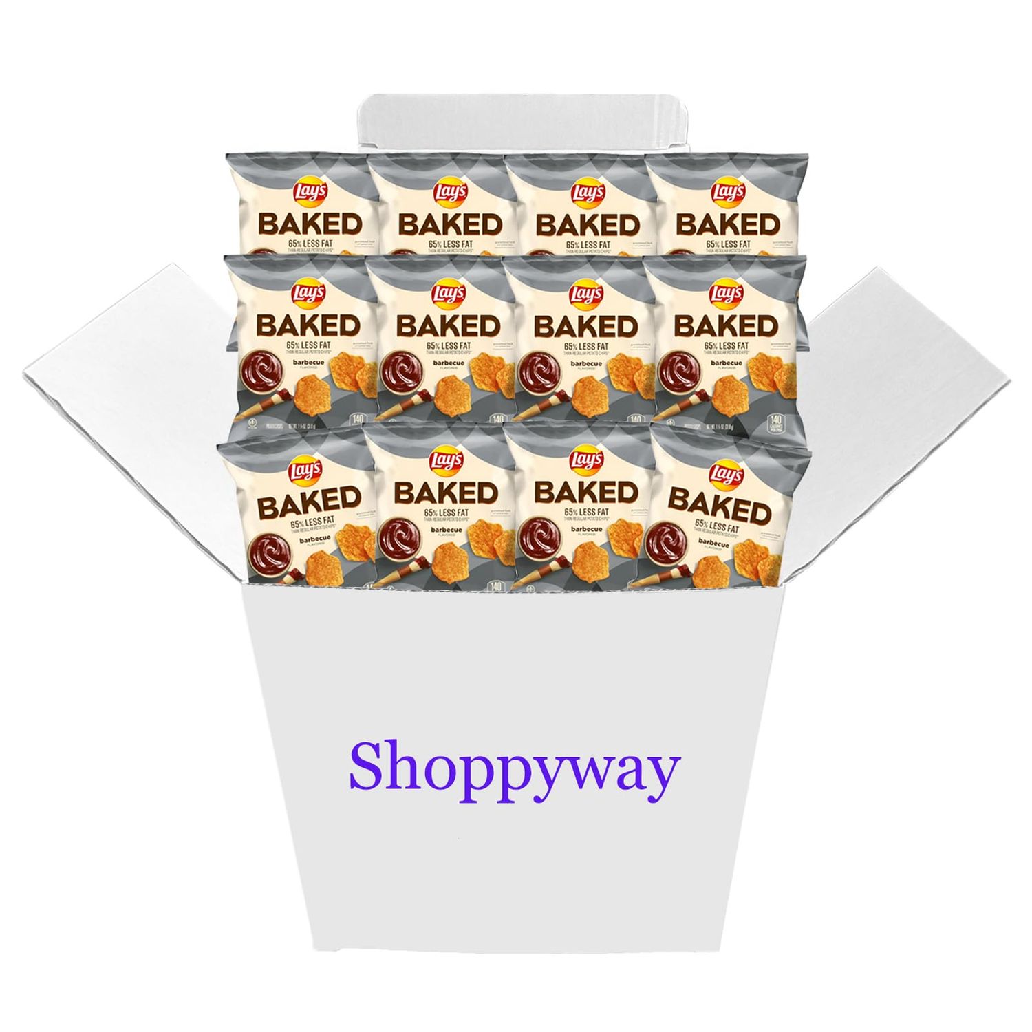 Baked, Lay&#39;s Barbecue Potato Crisps, 1.125 Ounce (Pack of 12) Value Pack Bundled by Shoppyway