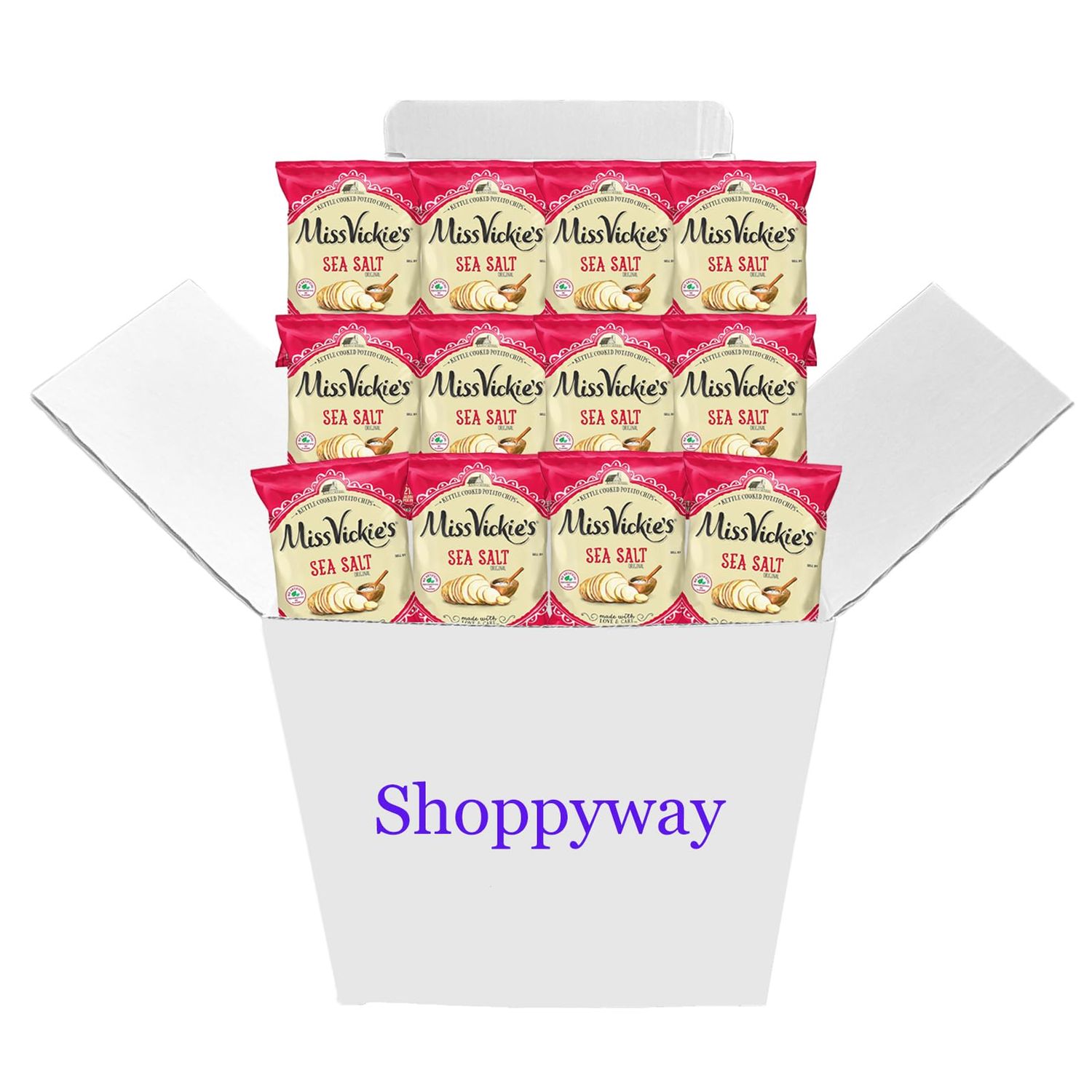 Miss Vickie&#39;s Sea Salt Kettle Cooked Potato Chips, 1.37 oz Bags, Pack of 12 Bundled by Shoppyway