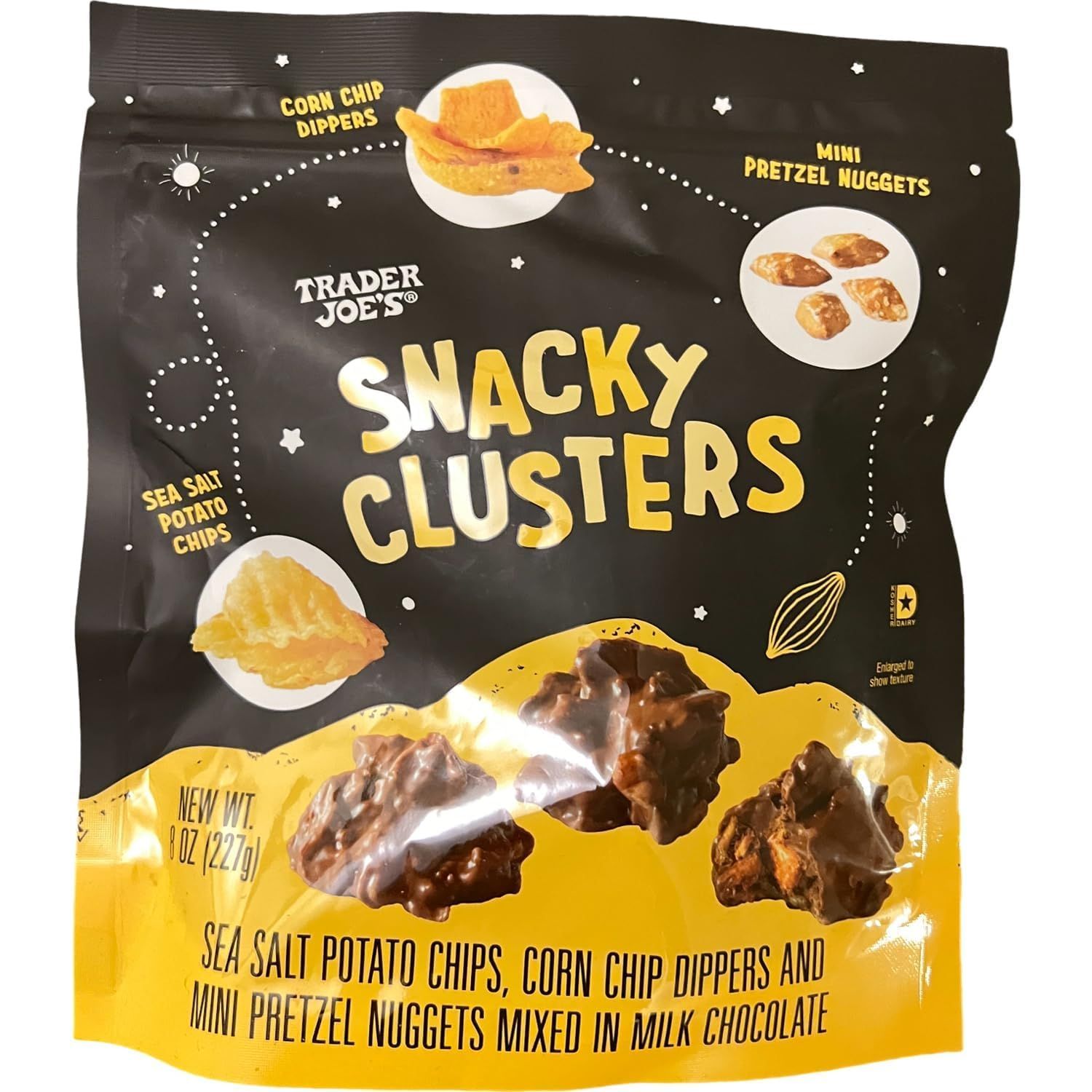 Trader Joe&#39;s Snacky Clusters Sea Salt Potato Chips Corn Chip Dippers Mini Pretzel Nuggets (8 oz)