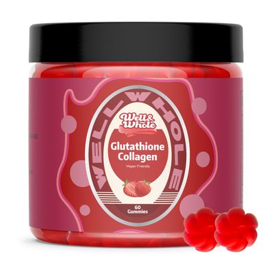 WellWhole Glutathione Collagen Glow Gummies, Glow Beauty Collagen Gummies for Women, Strawberry Flavor, 60 Counts