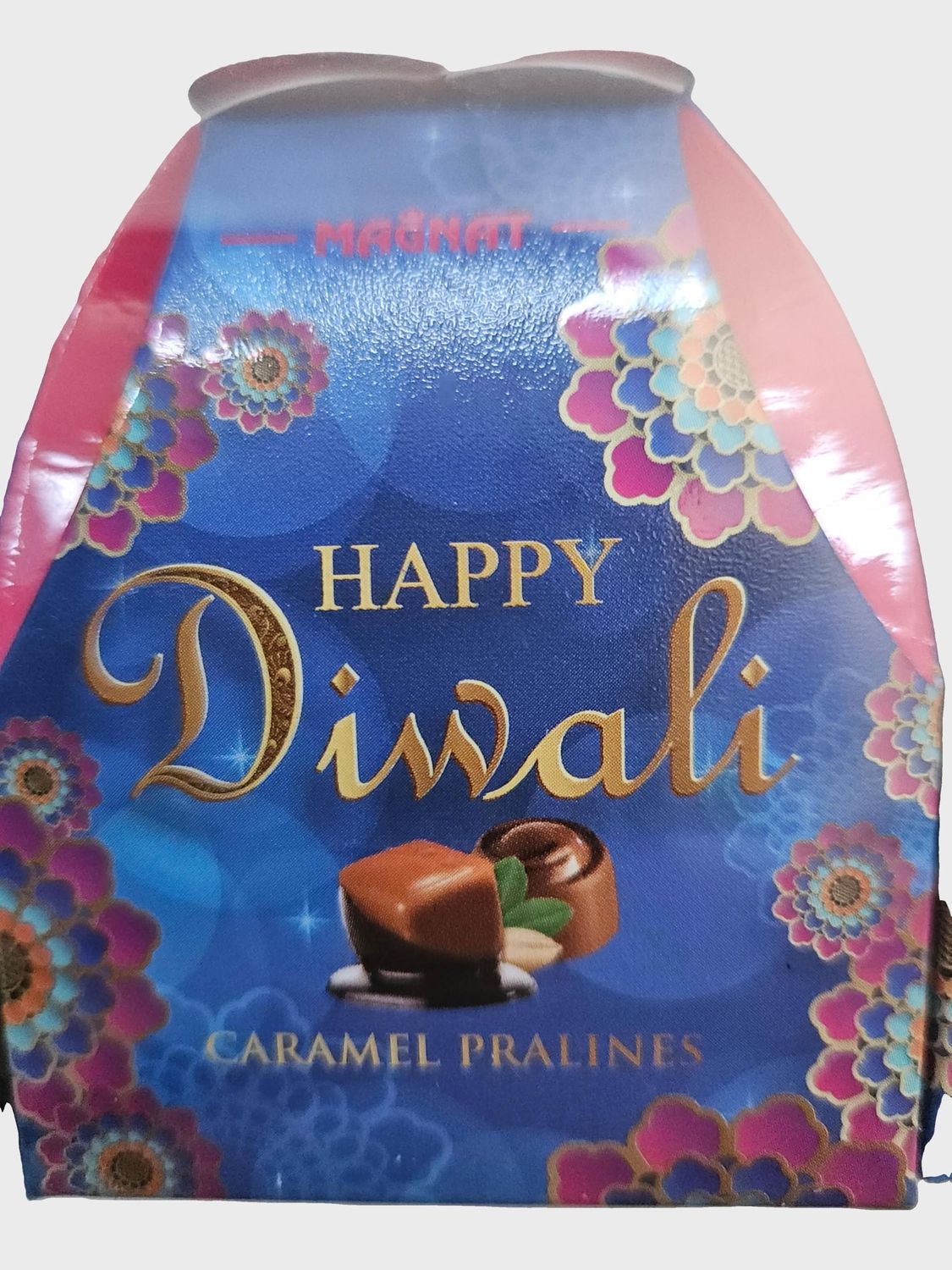 Caramel Pralines - HAPPY DIWALI - Milk Chocolate Pralines with Caramel Filling Set of 12 Gifts