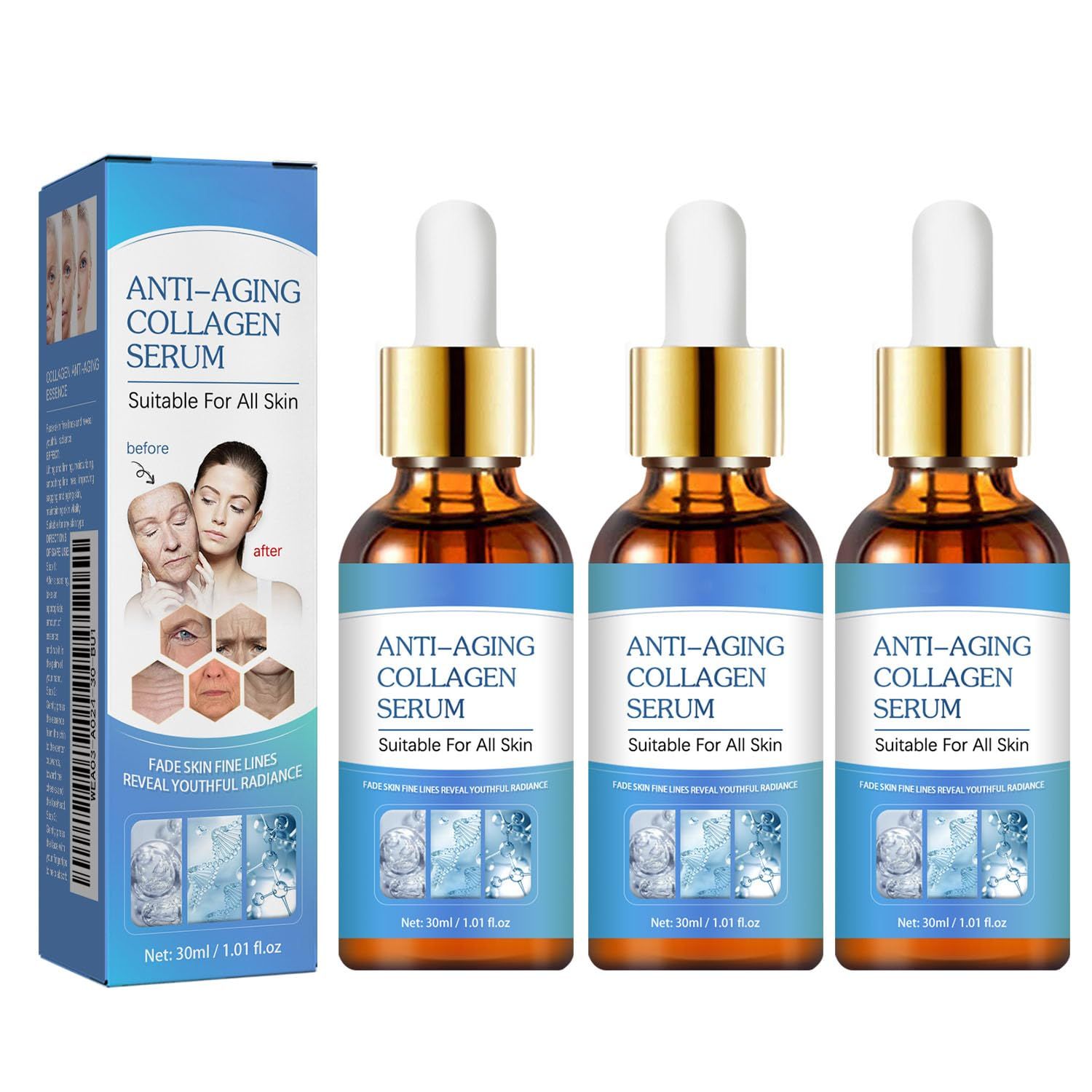 3pcs Face Serum, Stock Solution Facial Serum, in a Bottle, Instant Face Lift Anti Aging Serum for Reduce Fine Lines, Wrinkles Skin