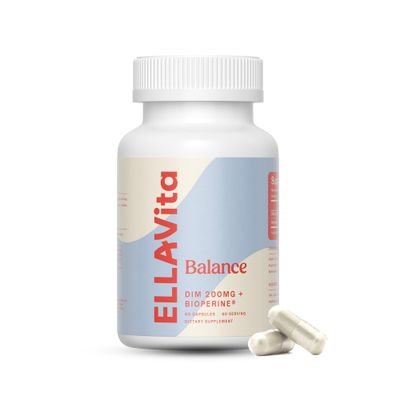 ELLA Vita Balance DIM Supplement 200mg - Hormone Balance for Women - PMS, Menopause and Hormonal Acne Support- Vegan, Non-GMO, Gluten Free and Soy Free - 60 Capsules