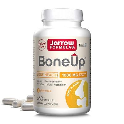 Jarrow Formulas BoneUp for Bone Density - Vitamin D3 and K2, Calcium Support, 360 Capsules, Promotes Skeletal Nutrition, Up to 60 Days Supply