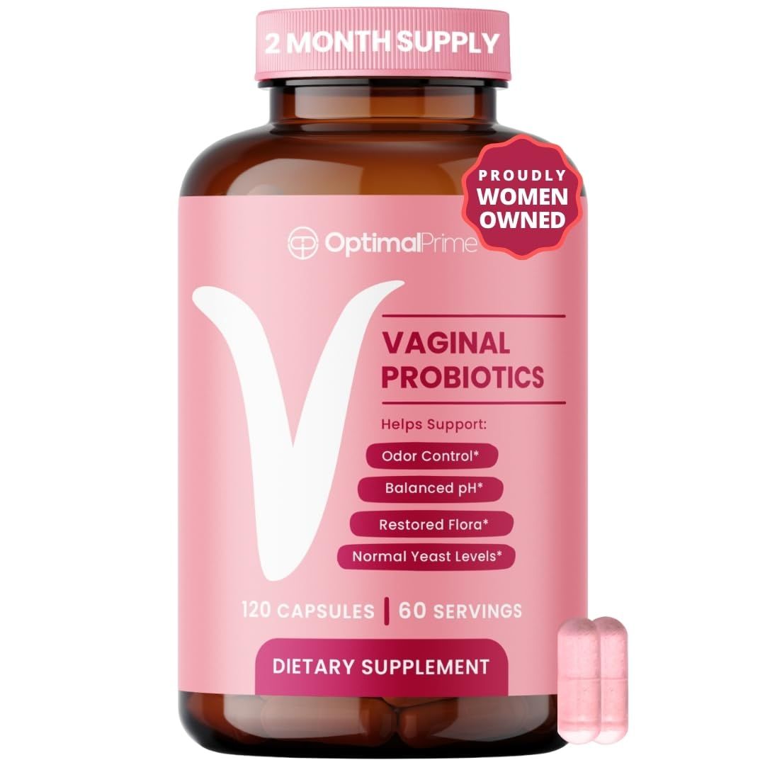 Optimal Prime Vaginal Probiotics for Women with Prebiotics, Cranberry Extract, and Lactobacillus Probiotic Blend, Supports Healthy Vaginal Flora, Odor Control, pH Balance, 2 Month Supply, 120 Capsules