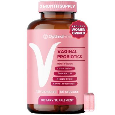 Optimal Prime Vaginal Probiotics for Women with Prebiotics, Cranberry Extract, and Lactobacillus Probiotic Blend, Supports Healthy Vaginal Flora, Odor Control, pH Balance, 2 Month Supply, 120 Capsules