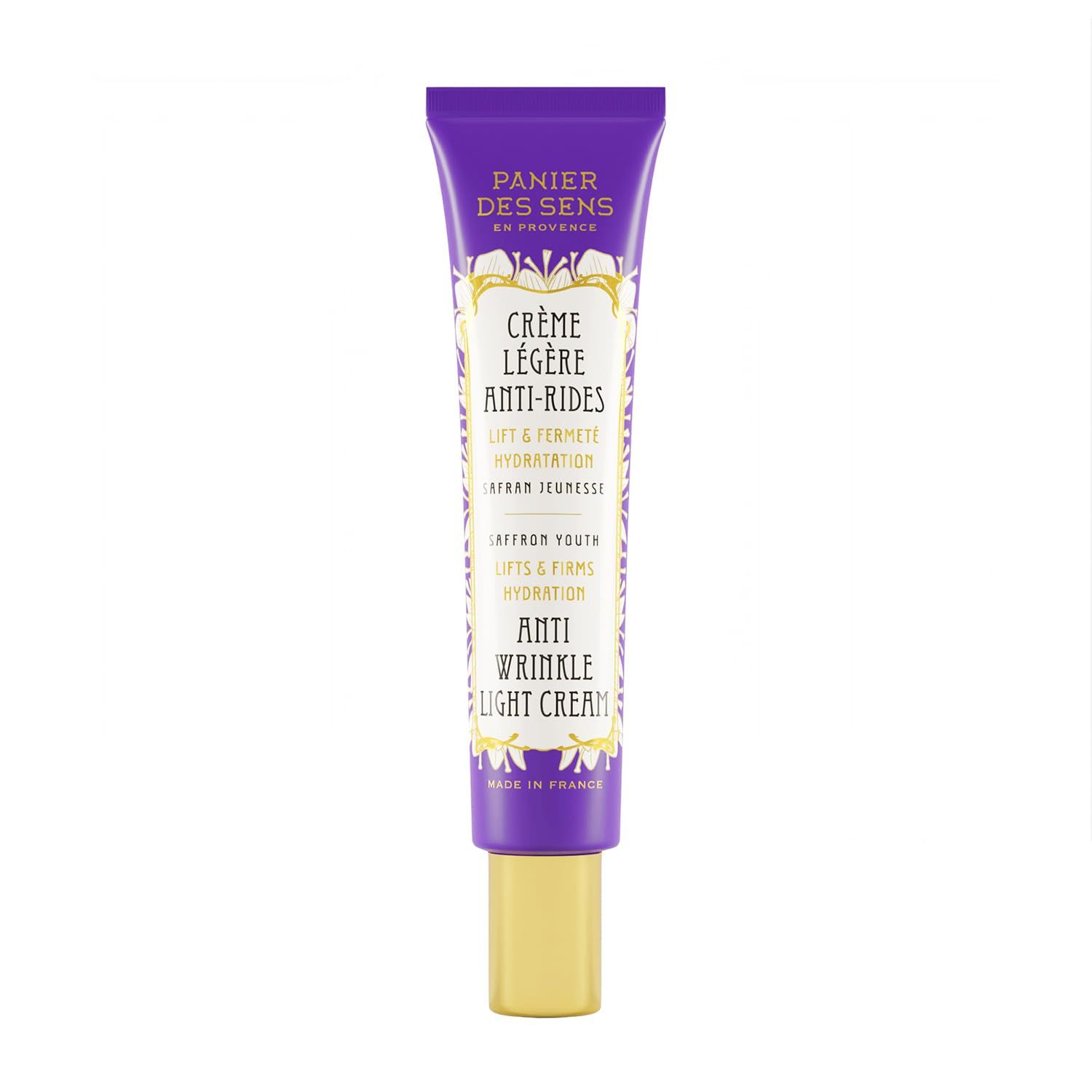 Panier des Sens - Light Anti Aging Face Cream - Hyaluronic Acid Saffron Extract - Anti Wrinkle and Lift - Skin Care for Women Made in France - Facial Moisturizer 97 Natural Ingredients - 1.4 floz