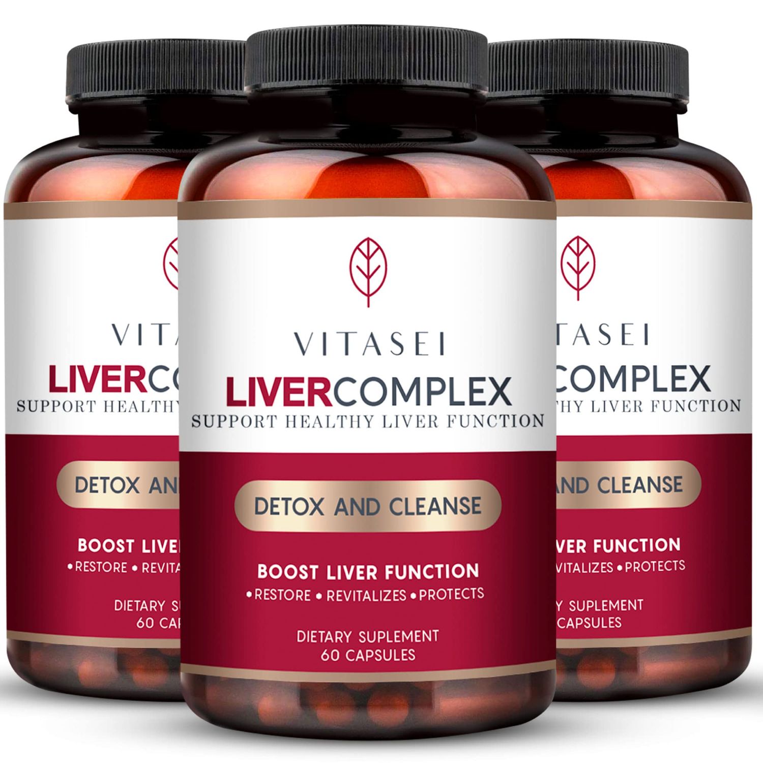 VITASEI Liver Cleanse Detox Repair, Liver Complex WMilk Thistle Extract, Garcinia, Curcumin C3, Support Herbal Supplement, Detox Formula for Women Men, 60 Capsule (Pack of 3)