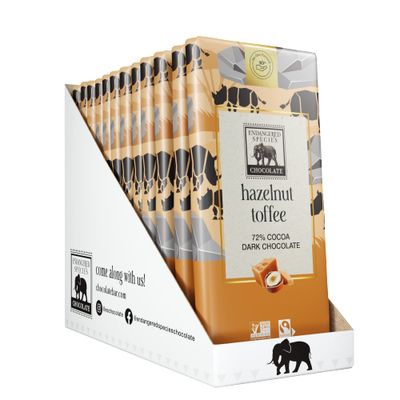 Endangered Species Dark Chocolate Bar with Hazelnut Toffee (72 cocoa)