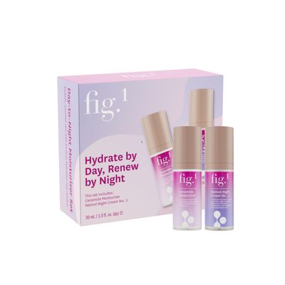 Fig.1 Day-to-Night Moisturization, 24-Hour Hydration Skincare Gift Set - Travel Trial Size - Includes Ceramide Moisturizer (30ml) Retinol Night Cream (30ml)