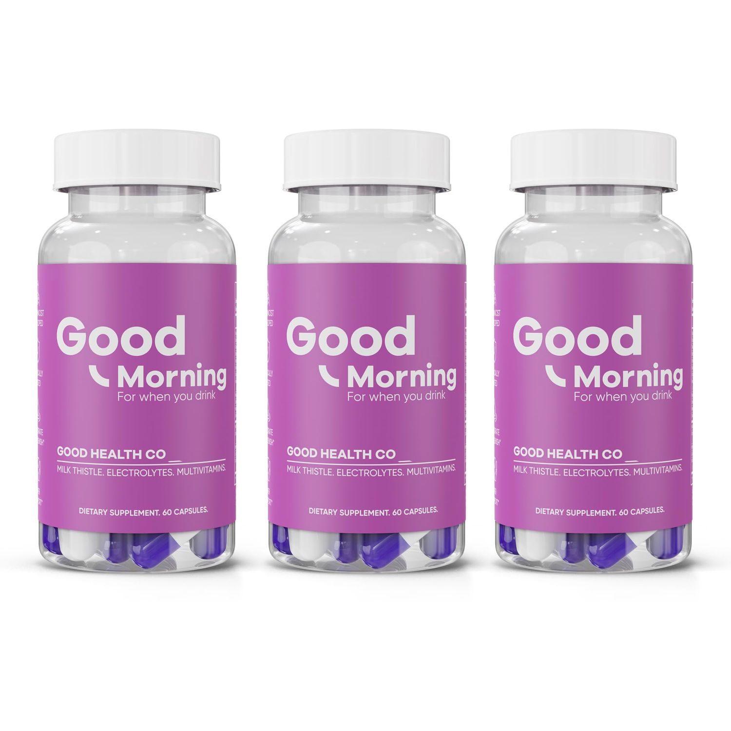 Good Morning Hangover Pills [3-Pack Kit] Drinking Relief Liver Support with Milk Thistle DHM. Prevent Dehydration with Electrolytes for Better Mornings.