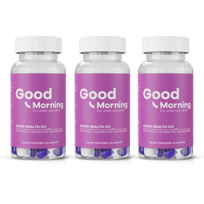 Good Morning Hangover Pills [3-Pack Kit] Drinking Relief Liver Support with Milk Thistle DHM. Prevent Dehydration with Electrolytes for Better Mornings.