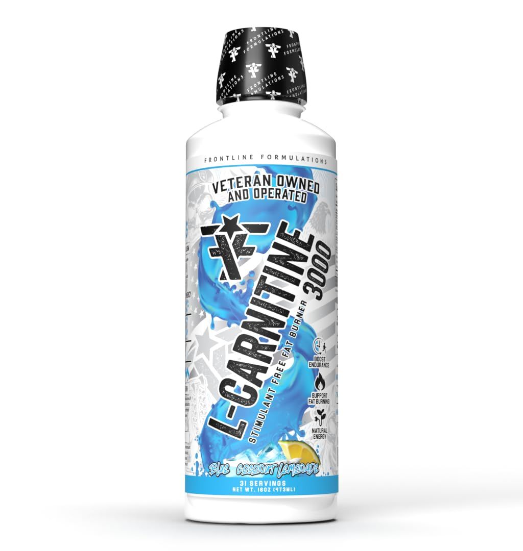 FRONTLINE FORMULATIONS L-Carnitine, Stimulant Free, Enhances Energy and Metabolism, Increased Energy and Endurance, Amazing Flavors, Veteran Owned and Operated (Blue Coconut Lemonade)