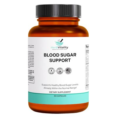 Herb Vitality Blood Sugar Support Supplement with Cinnamon, Bitter Melon - Supports Healthy Blood Sugar Levels Already Within Normal ranges Licorice Root Extract - 60 Capsules
